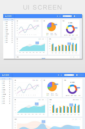 小清新蓝色数据后台统计类PC后套工作台图片