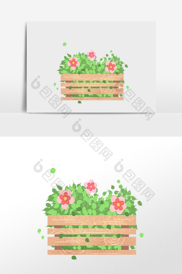 植物栅栏装饰盆栽插画图片图片