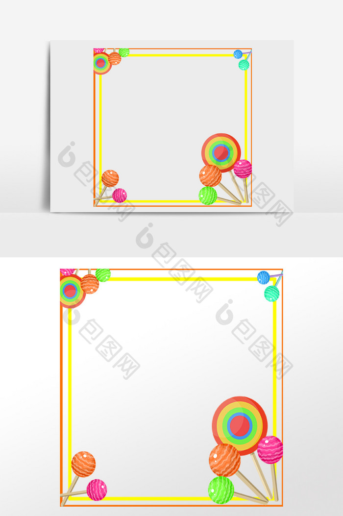 手绘美味的棒棒糖边框插画
