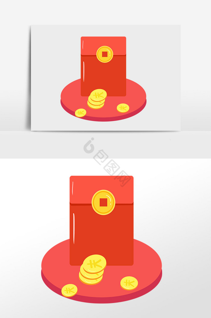 新年红包金币插画图片
