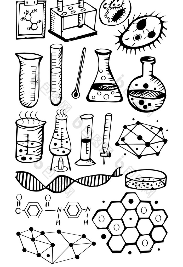 【黑色簡約手繪化學】圖片下載-包圖網