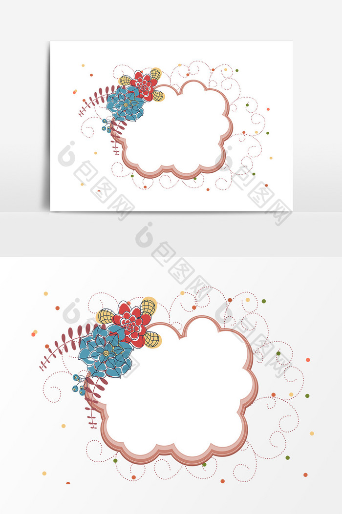 矢量花朵装饰文本框元素