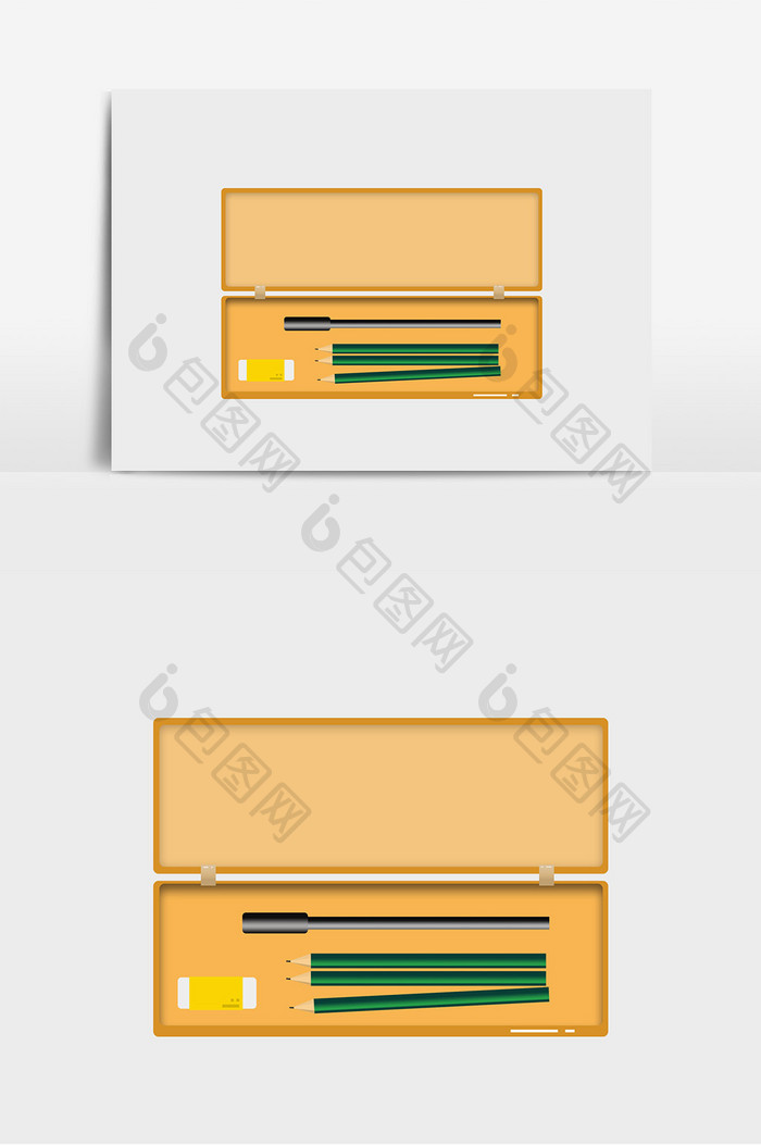 新年开学文具铅笔盒元素
