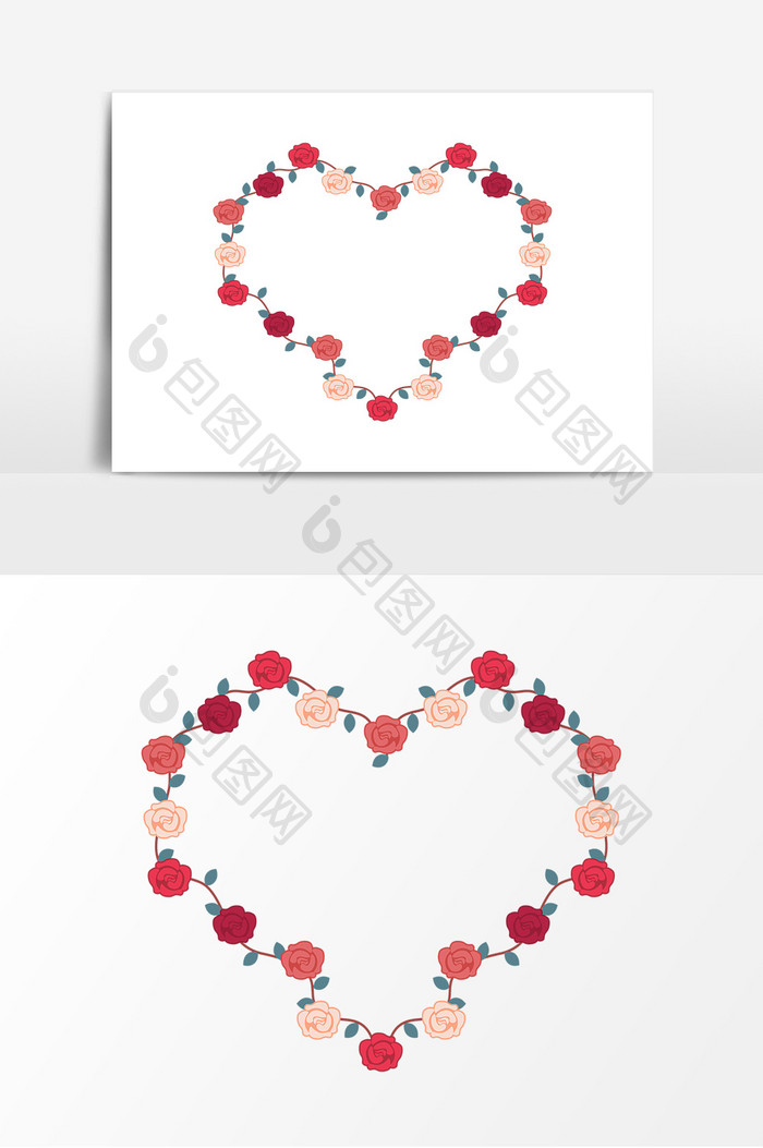 文艺小清新情人节玫瑰花边框免扣素材