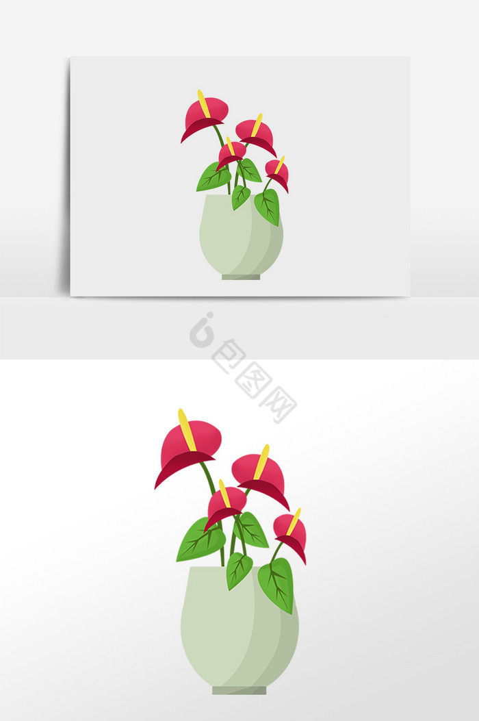 盆栽植物花束插画图片