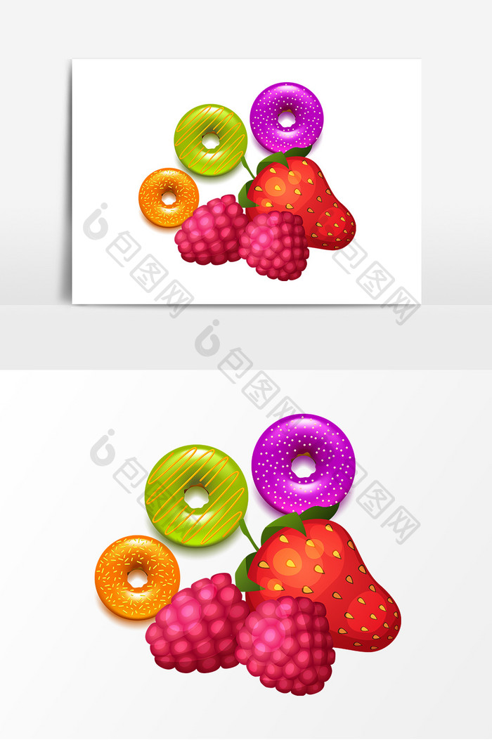 手绘吃货节水果甜品元素设计