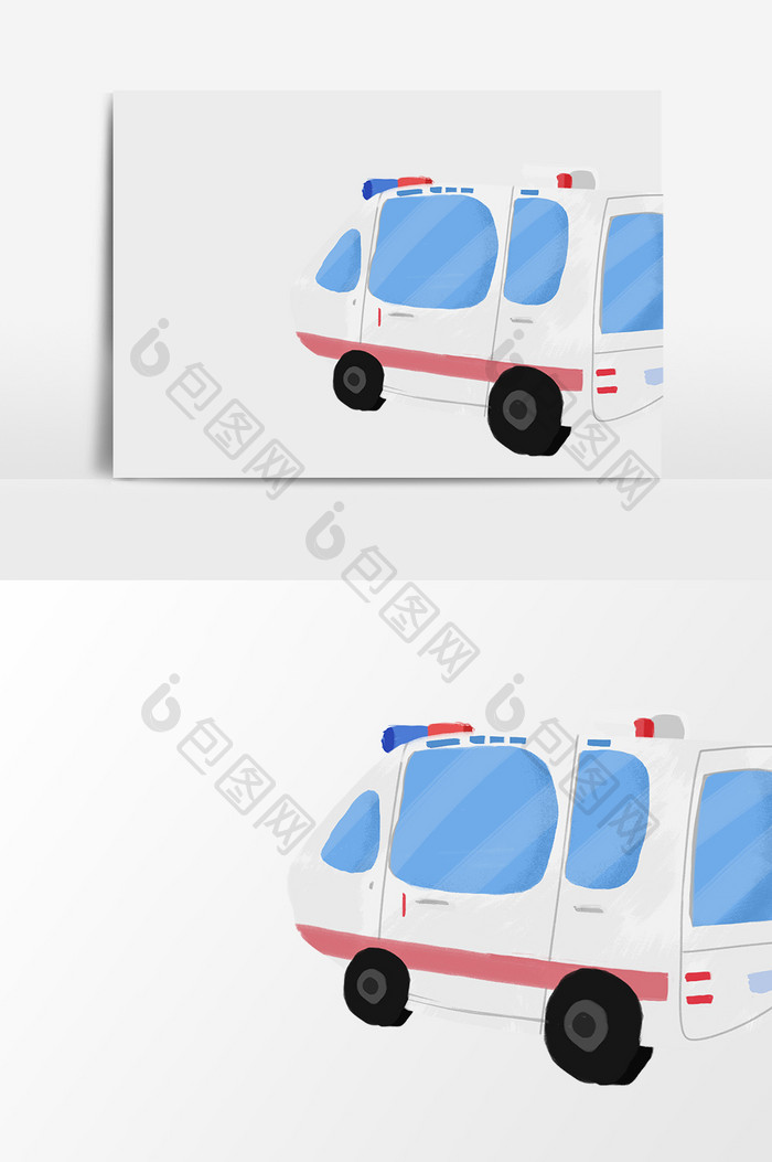 白色医院救护车插画元素