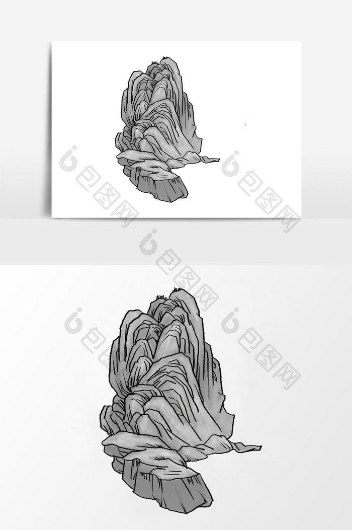 水墨画山水石 Psd素材 包图网