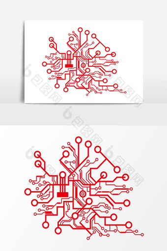 矢量红色线条科技元素图片