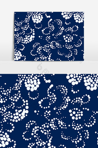 中国传统蓝白花边装饰AI矢量元素图片