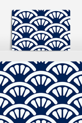 蓝白日系花纹花边印花ai