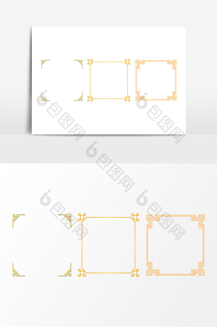 金色中国传统花边装饰AI矢量元素
