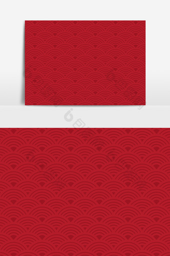 红色中国传统花纹装饰AI矢量元素图片