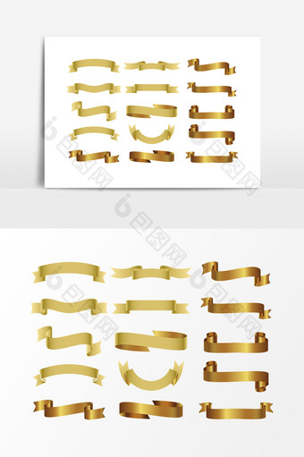 矢量金色丝带设计元素图片