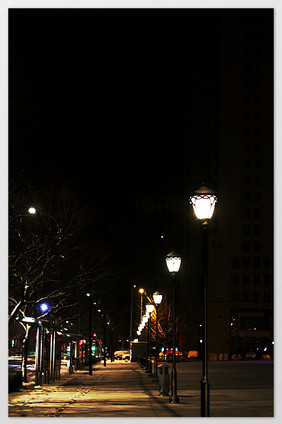 复古大气路灯夜景摄影图片