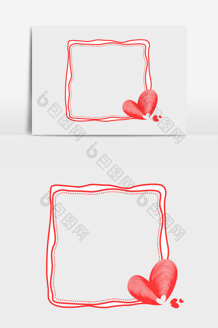 爱心情人节橘红边框图片图片