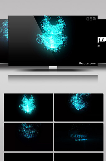 蓝色水花气泡上升logo片头动画AE模板图片