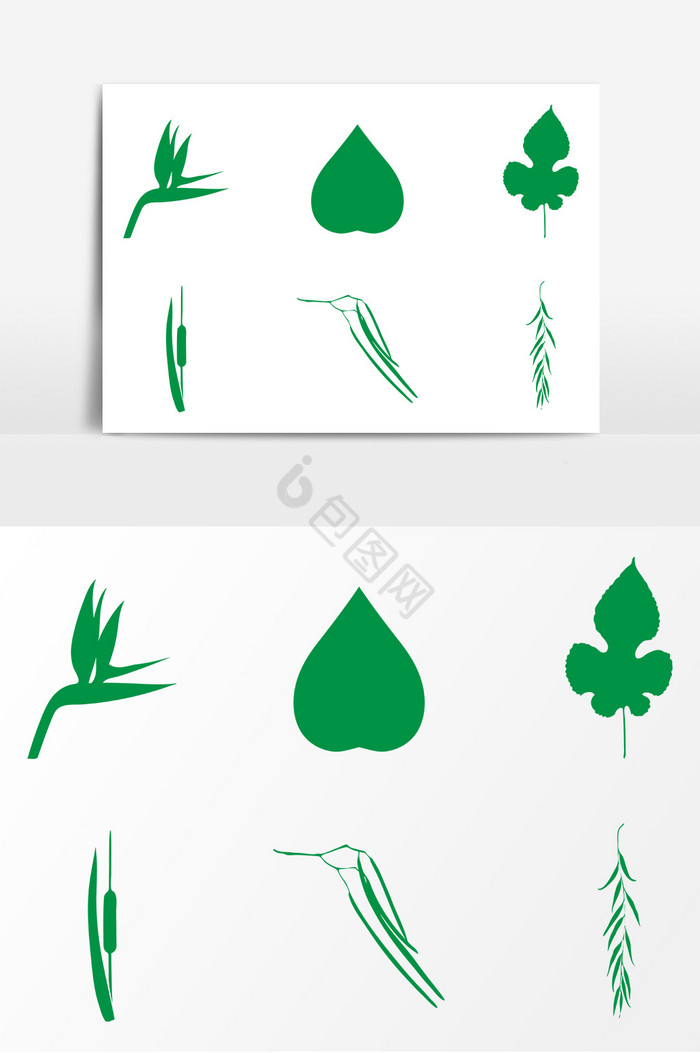 植物树叶剪影AI图片