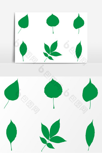 绿色叶子剪影AI矢量素材图片
