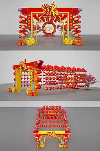 闹花灯装饰画-闹花灯背景墙-包图网