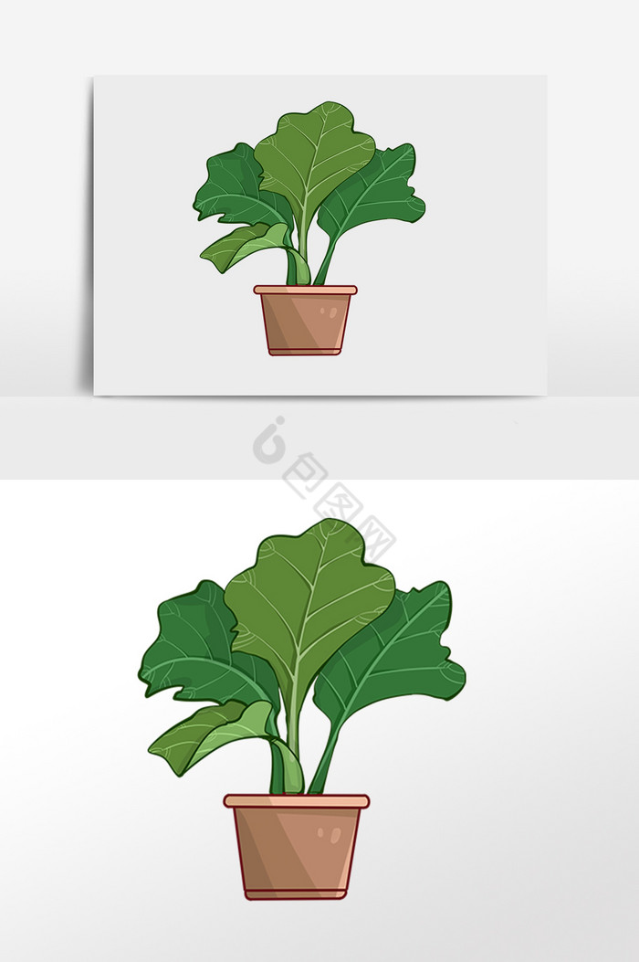 植物绿化盆栽花插画图片