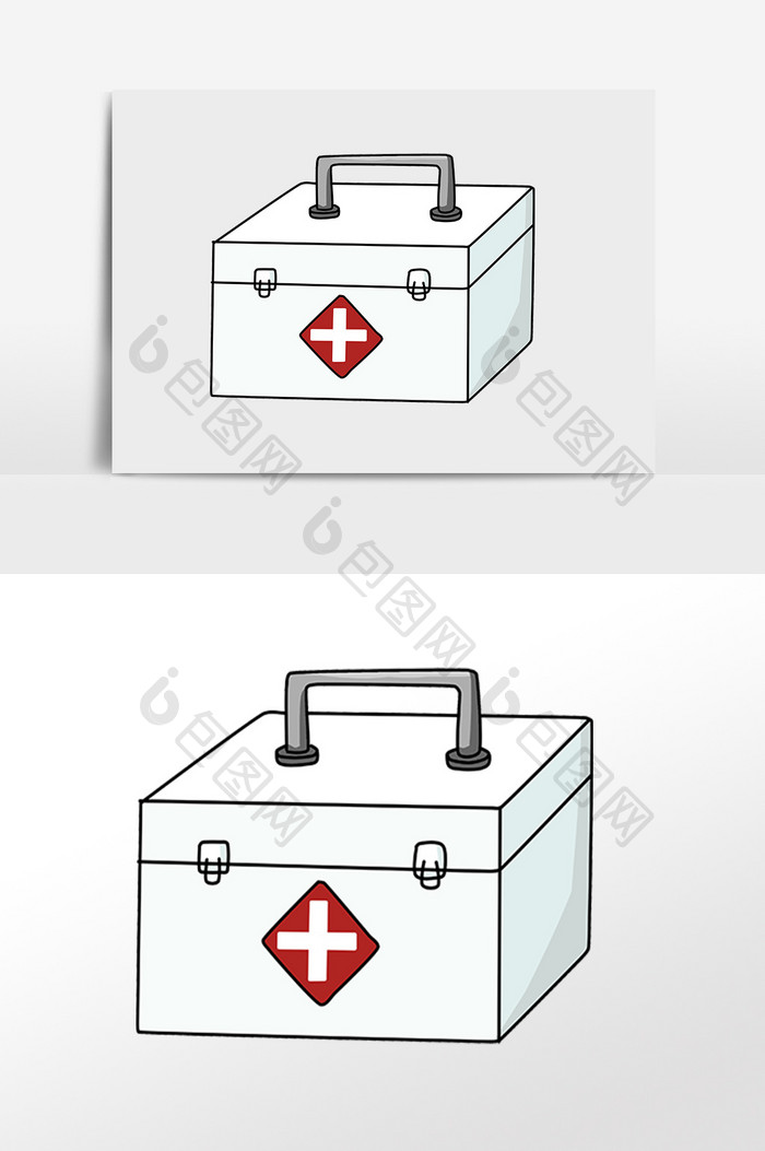 手绘医疗医学医院药箱插画