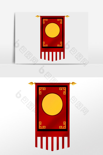 手绘红色锦旗挂饰旗子插画图片