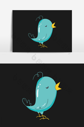 手绘彩色卡通动物小鸟插画图片