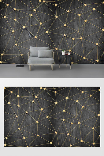 抽象金色几何线条背景墙图片