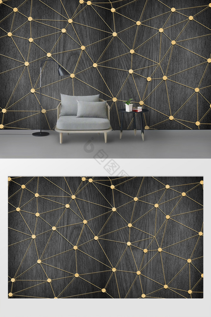 抽象金色几何线条背景墙图片