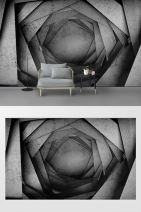 3D立体水泥墙抽象空间背景墙