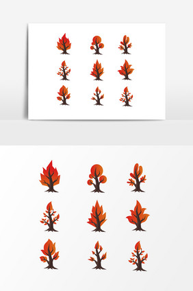 秋季树木装饰元素