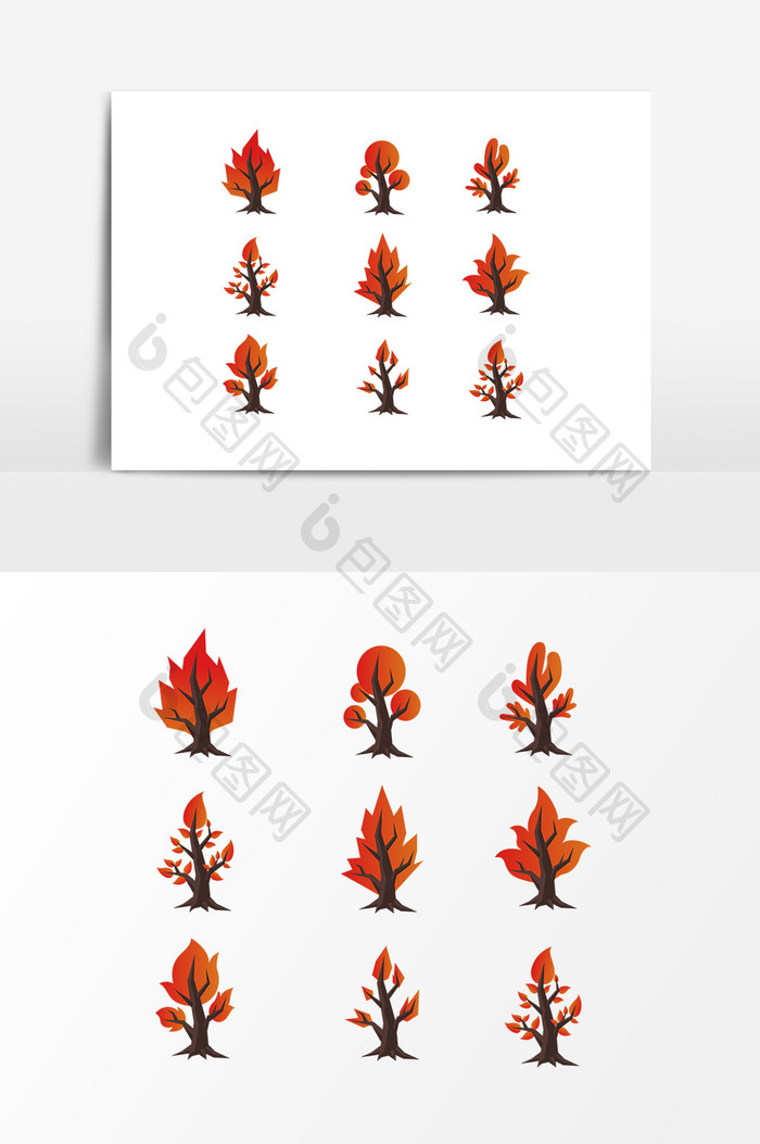 秋季树木装饰元素