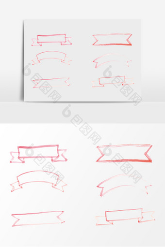 水彩线条彩带AI矢量元素图片