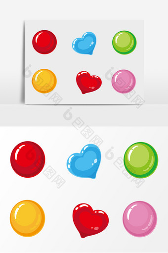 爱心糖果按钮AI矢量元素图片
