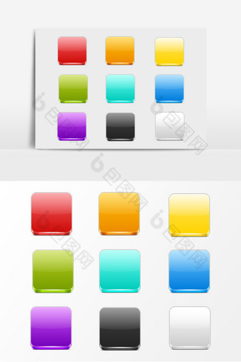 多彩方形按钮效果AI矢量元素图片