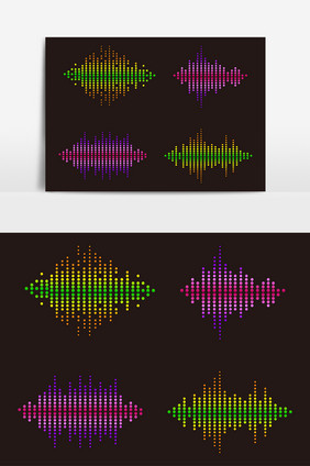 彩色声波效果AI矢量元素