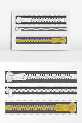 拉链牙AI矢量元素 拉