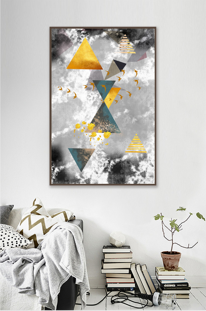 抽象北欧金色几何装饰画图片