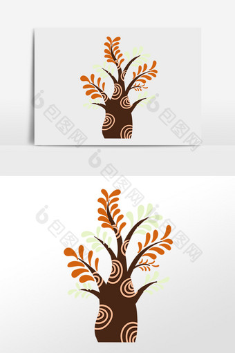 手绘创意装饰植物树木插画图片