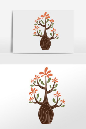 手绘创意植物装饰树木插画