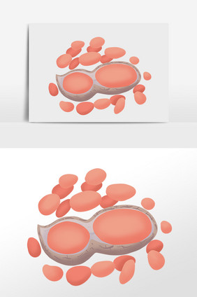 手绘坚果落花生剥皮花生插画
