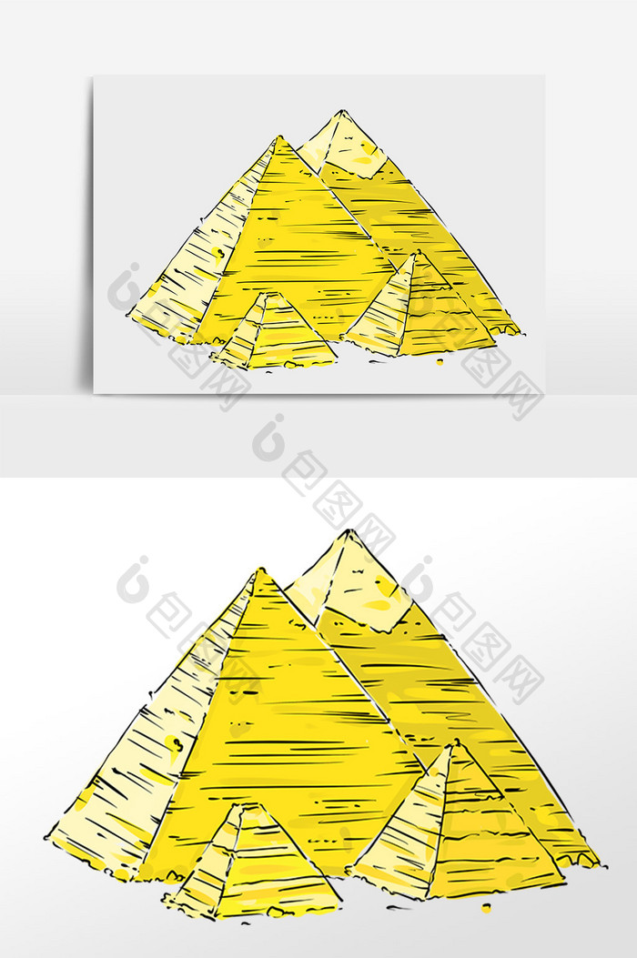 手绘著名建筑金字塔插画