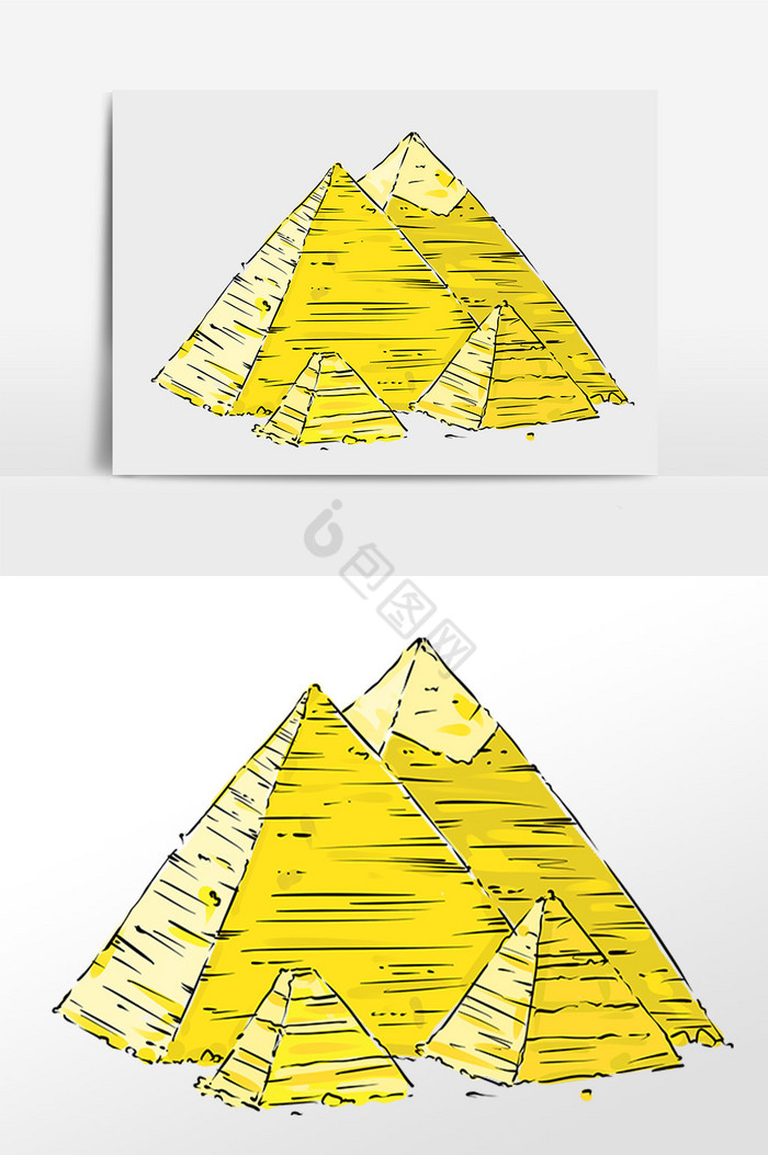 著名建筑金字塔插画图片