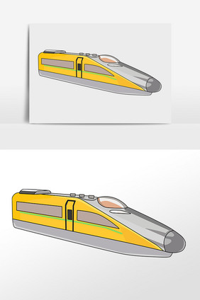 手绘春节回家黄色高铁插画