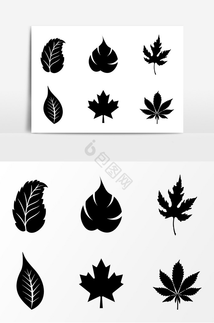 树叶剪影AI图片