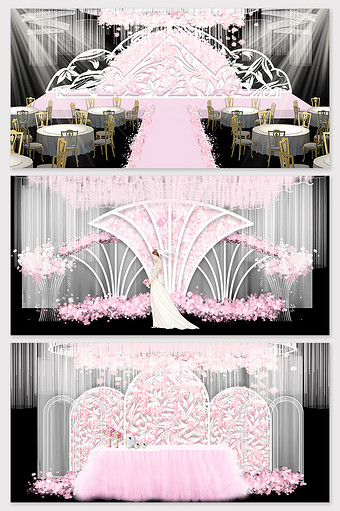 粉色唯美欧式婚礼舞台效果图图片