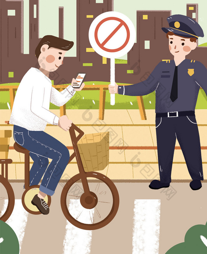 插画风国际警察节手机海报
