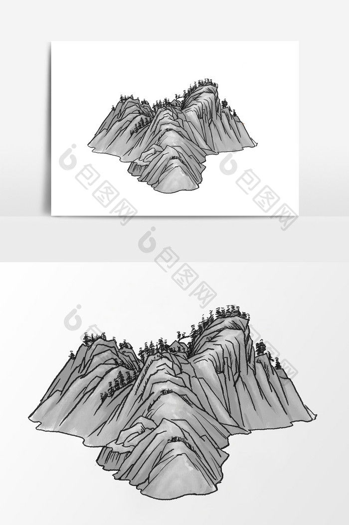 水墨画山体画元素