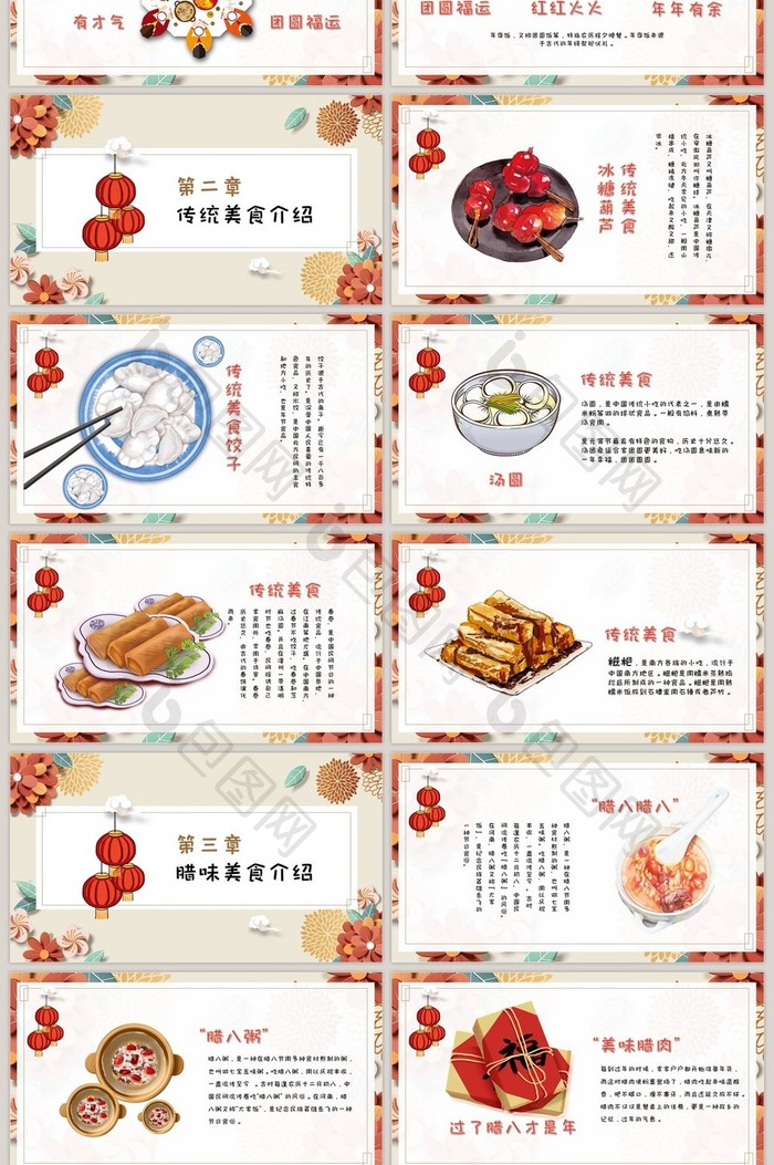 古典中国风春节美食介绍PPT模板